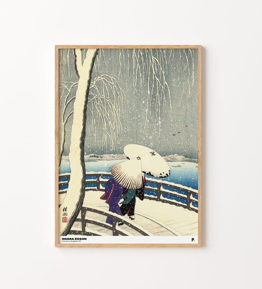Ohara Koson - In the snow on Yanagibash (1927)