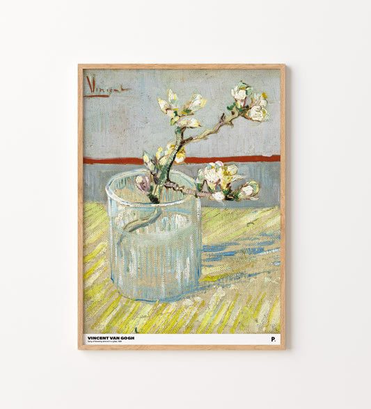 Vincent van Gogh - Sprig of flowering almond in a glass (1888)